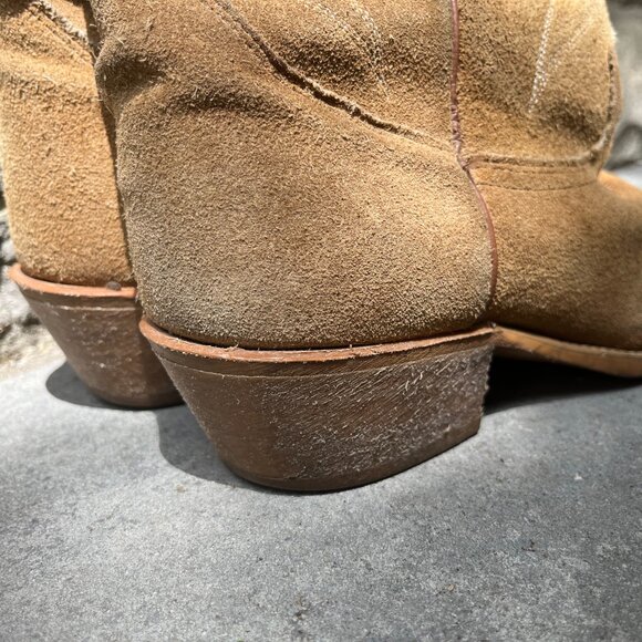 Vintage Acme Cowboy Boots in Tan Roughout Leather, Made in USA - Picture 2 of 11